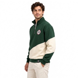 Sudadera de hombre con media cremallera, personalizada, ligera, de algodón suave, con dobladillo acanalado, corte relajado, ropa casual para el día a día, al por mayor - Product Image 3