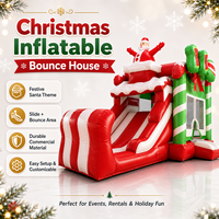 Structure gonflable commerciale de Noël avec toboggan aquatique, thème Père Noël, pour événements et entreprises de location