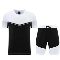 Ensemble T-shirt et short sportif pour homme, orange et blanc, à blocs de couleur, séchage rapide, respirant, tricoté, pour l'été, personnalisable, décontracté, 100% coton