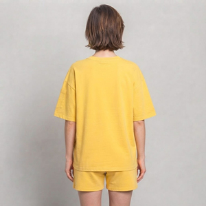 Conjunto de 2 piezas para mujer de alta calidad, con hombros caídos, 100% algodón, de dos tonos, estilo holgado, streetwear, hip hop, conjunto corto para mujer. - Product Image 5