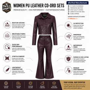 Custom Elegant Lady Pu Leather Suit Casual Street Wear Button Up Jacket Wide Leg <b>Pants</b> Women's Pu Leather Tracksuits Set - Product Image 5