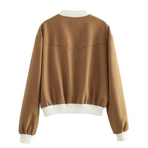 Chaqueta Bomber para Mujer, Casual, con Botones, Color Sólido, Estilo Universitario, con Bolsillos Grandes, Chaqueta Corta Tipo Letterman - Product Image 4