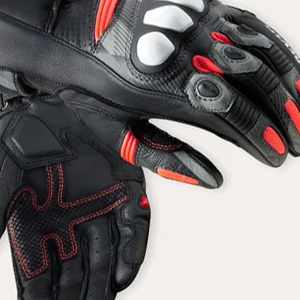 Gants de moto en cuir noir à doigts entiers avec accents rouges, antidérapants, respirants, pour la conduite en extérieur, unisexe, avec fermeture auto-agrippante - Product Image 2