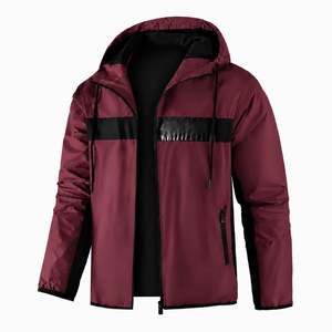 Veste d'hiver pour homme à capuche, matelassée, coupe-vent, avec fermeture éclair et blocs de couleur - Product Image 3