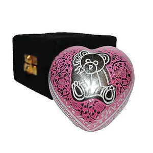 brass Pink Bear Heart Keepsake Cremation Urn with velvet box heart cremation urns metal cremation urns