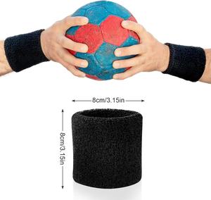 Bandeaux de poignet en tricot noir antidérapants de 4,5 cm de large pour la gym, toutes saisons, ajustement universel - Product Image 2