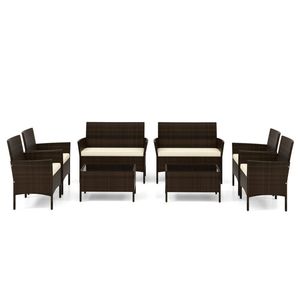 Acogedor Juego de Muebles de Ratán para Patio de 4 Piezas con Cómodos Cojines para Asientos - Product Image 6