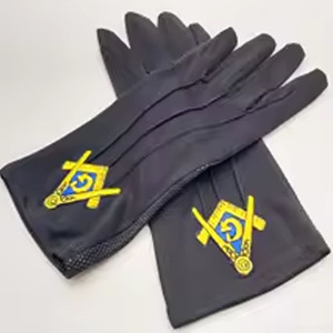 Gants thermiques respirants en coton blanc brodés pour majorettes de fanfare maçonniques, avec croix patriarcale du 33e degré, compatibles écran tactile - Product Image 5