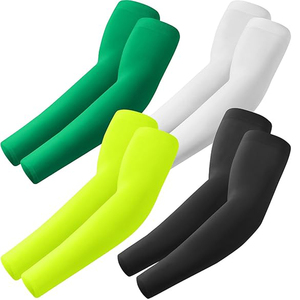Manchons de bras de basketball unisexes OEM, protection anti-UV, bleu, blanc, noir, en Spandex et Polyester, teint uni, pour adultes, articles en stock - Product Image 5