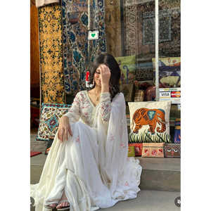 WW Mujer Hermoso Vestido de Fiesta Blanco Plazzo Dupatta Set Talla M - Product Image 2