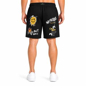 Shorts de sport pour homme personnalisés, imprimé graffiti smiley, séchage rapide, vêtements de sport d'été, respirant, polyester, streetwear, short de jeu - Product Image 4