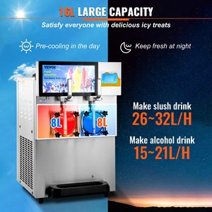 Macchina Commerciale per Bevande Congelate e Smoothie Margarita in Acciaio Inox da 1155W, 8L/2.1 Galloni, Doppia Vasca per Dispenser di Bevande Ghiacciate - Product Image 3