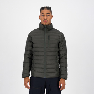 Chaqueta acolchada de lana de color liso con cremallera para hombre, estilo urbano, cuello alto, logotipo personalizado, gruesa y cálida, para invierno, venta al por mayor - Product Image 1