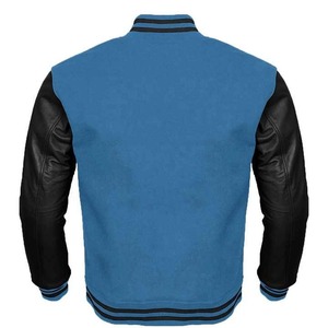 Embroidery Varsity <b>Jacket</b> New Collection Wool Sleeve Stand Collar Cartoon Pattern Letterman Baseball Wool Body - Product Image 4