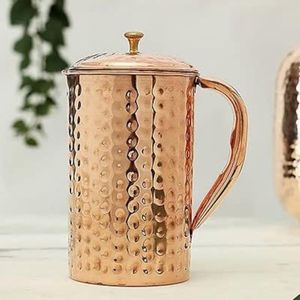 Copper jug set for elegant <b>water</b> hosting setup metal set with <b>glasses</b> durable reusable kitchen dining drinkware - Product Image 1