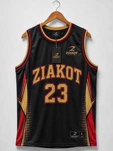 Maillot de basket-ball authentique Ziakot Industry personnalisé noir-ancien or, style rétro, vente en gros directe - Product Image 4