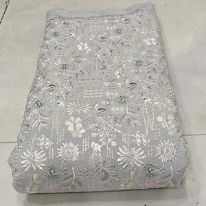 Velvet Embroidered <b>Fabric</b> <b>Indian</b> Embroidered Velvet <b>Fabric</b> Luxury <b>Fabric</b> for Abaya Kaftan Wedding Dress Wholesale Export Markets - Product Image 3