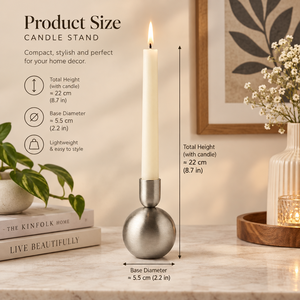 Support de bougie moderne en métal argenté brossé avec base sphérique, chandelier de luxe pour bougies coniques, centre de table en gros - Product Image 3