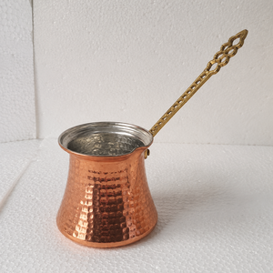 Cezve Ibrik en cuivre martelé fait main avec poignée en laiton, pour café turc, expresso arabe et grec, et chauffe-lait/beurre, ustensile de cuisine - Product Image 3