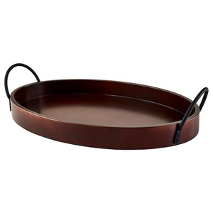 Bandeja de Servir Moderna de Madera y Hierro con Textura Lineal Intrincada y Atractivo Decorativo Premium - Product Image 4