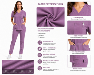 Hospital <b>Scrub</b> Suit Nurse Uniform Eco-Friendly Polyester Rayon Spandex Medical <b>Scrubs</b> Set Lightweight Breathable Custom Logo - Product Image 6