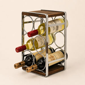 Modern Black Metal Countertop <b>Wine</b> Rack 6 Bottle Freestanding Diamond Grid Design Tabletop <b>Wine</b> Holder for Kitchen Bar & Home - Product Image 5