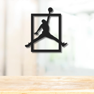 Décoration murale moderne en fer forgé découpé au laser, motif Jordan suspendu, design horizontal pour la décoration intérieure - Product Image 3