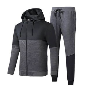 Ensemble de survêtement à capuche pour homme avec blocs de couleur, fermeture éclair intégrale, manches longues, pantalon de jogging avec poches latérales, tenue décontractée pour l'automne - Product Image 1