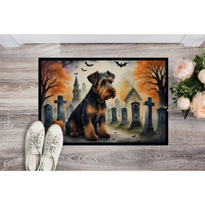 Airedale Terrier Spooky Halloween Paillasson antidérapant lavable à poils bas Tapis d'entrée intérieur/extérieur 24H X 36W Tapis de porte avant - Product Image 2