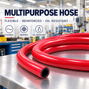 Tuyau industriel multifonction en PVC rouge renforcé tressé pour l'eau et l'air, rouleau de 100 m, vente en gros, OEM, ODM, commandes personnalisées, en vrac - Product Image 1