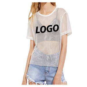 Cotton <b>Mesh</b> Breathable <b>Crop</b> <b>Top</b> <b>mesh</b> T-Shirt Custom Logo Plain Short Sleeves Women <b>Crop</b> <b>Top</b> Lounge Wear Ladies T-Shirt - Product Image 4