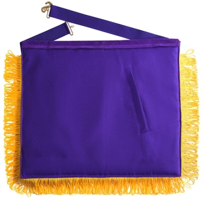 Grand Master Masonic <b>Apron</b> Black <b>White</b> Gold Fringe Tassels Embroidered Wreath Adjustable Belt Custom Lodge Regalia - Product Image 3