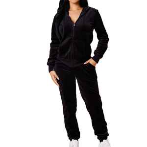 Tissu de qualité supérieure et à séchage rapide, taille standard, respirant, ensemble de survêtement en velours deux pièces avec taille élastique - Product Image 1