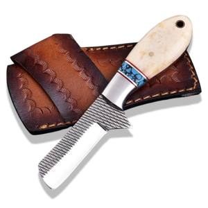 มีดตัดหนังแบบตรง OEM ODM ผลิตตามสั่ง พร้อมปลอกหนัง  มีดคมกริบ ทำด้วยมือ สำหรับตั้งแคมป์ ขนาด 8 นิ้ว - Product Image 1