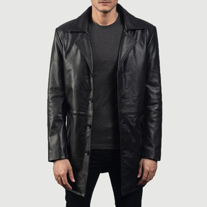 Wholesale Cheapest Price <b>Men's</b> <b>Long</b> Motorcycle Trench Coat For Custom Made Fashionable Genuine Leather with Belt Closure - Product Image 5
