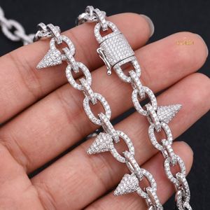 925 Silver Pave Spike Link <b>Necklace</b> Bold <b>Statement</b> Chain <b>Necklace</b> for Women - Product Image 3