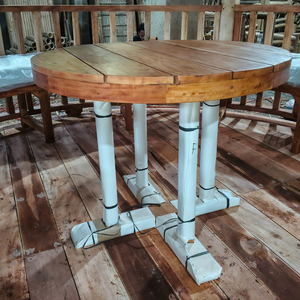 Pergola ronde en chaume, gazebo en bambou, pavillon en bois, patio extérieur avec bancs rembourrés - Product Image 6