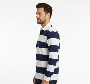 Camiseta de Rugby de Manga Corta para Hombre, Personalizada con Etiqueta Privada, al por Mayor, Estilo Retro, Holgada, Tejida, Antiarrugas, 100% Algodón - Product Image 3