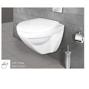 Inodoro suspendido de pared de diseño moderno y exclusivo, en cerámica blanca, 515x350x365mm, sanitario para baño de uso comercial. - Product Image 1