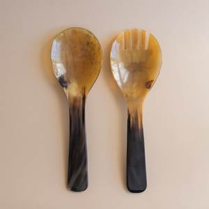 Crafted Rustic Horn <b>Scoop</b> with Natural Horn Spoon Design <b>Perfect</b> for Serving Salad Food Kitchen Utensils Dinnerware - Product Image 1
