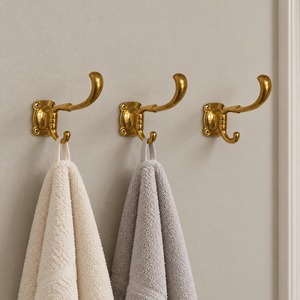 SHUBHAM Gancho Doble de Latón Macizo Dorado Pulido para Colgar Abrigos, Sombreros y Toallas, Gancho Decorativo para Ropa, para el Hogar - Product Image 2