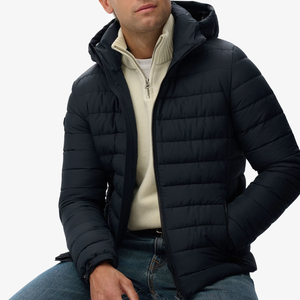 Custom Nylon Shell <b>Waterproof</b> Windproof Thick Cotton <b>Padded</b> Reversible Streetwear Puffer Jacket with Hood for Unisex Winter - Product Image 4