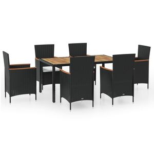 Set da pranzo in Poly Rattan 7 pezzi con cuscini per mangiare in giardino - Product Image 2