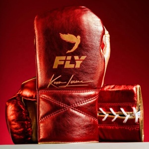 Guantes de Boxeo de Piel Genuina FLY Rojos Personalizados con Bordado, para Sparring, Kickboxing, Entrenamiento, Fairtex, Transpirables, Antideslizantes - Product Image 1