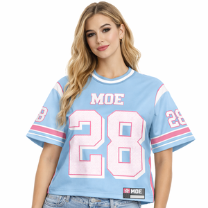 Summer 2026 Women Loose Casual American Football Jersey Digital Pattern Round Neck Short Sleeve <b>T</b> Shirt Trendy Ball Suit Top - Product Image 2