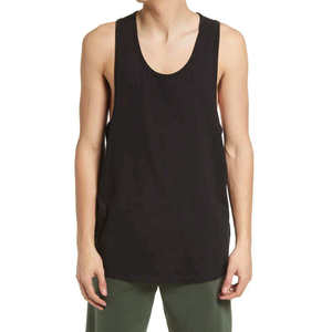 Camiseta sin mangas de algodón negra para hombre, cuello redondo, transpirable, de punto, estilo casual, de seda helada, para verano - Product Image 2