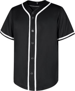 Maillot de baseball à col en V et manches courtes avec bordure noire, en polyester à séchage rapide, chemise sportive décontractée pour l'été - Product Image 2