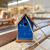 Nichoir pour oiseaux en bois recyclé, fait main, durable, en forme de bateau, couleur bois vieilli, cage à oiseaux originale, pour petits oiseaux d'extérieur