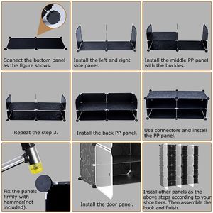 Scarpiera a 10 livelli e 3 file, autoportante, in plastica, con ante trasparenti, impilabile, scaffale e armadietto porta scarpe - Product Image 5
