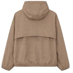 Conjunto de Chaqueta Cortavientos Translúcida y Pantalones Cortos para Hombre, Chaqueta Ligera con Capucha y Cintura Elástica, Conjunto Deportivo para Exteriores en Beige - Product Image 2